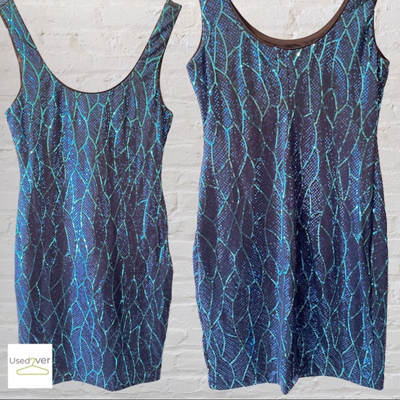 Lily Rose Sz 6 sequenced mini dress leaf design - Picture 4 of 10